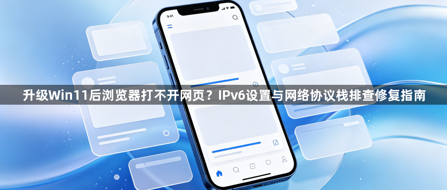 升级Win11后浏览器打不开网页?IPv6设置与网络协议栈排查修复指南1