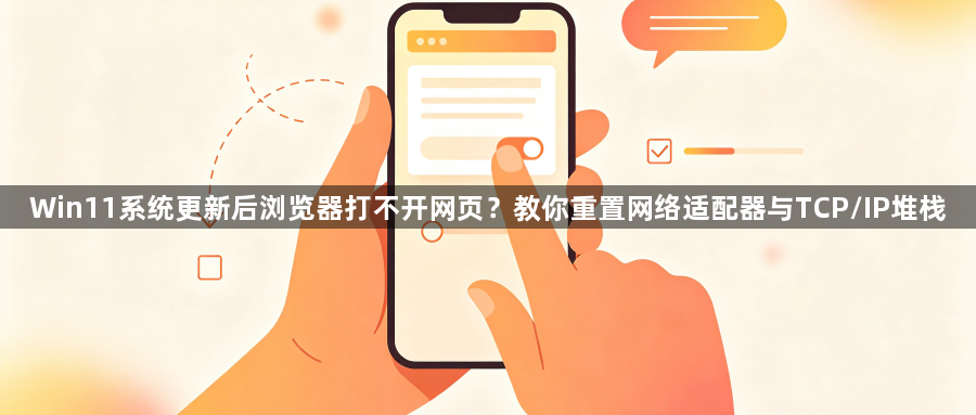 Win11系统更新后浏览器打不开网页?教你重置网络适配器与TCP/IP堆栈1